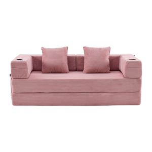 Contemporary Two-Seater Convertible Sofa Bed, Vacuum Packed Boucle Leisure Couch with Built-in Cup Holders - Product Image 2