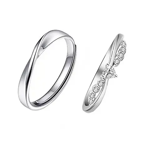 S925 Platinum Plated Romantic Sparkling Zircon Heart Romantic Couple Rings For Women Men Wedding Engagement Jewelry Ring