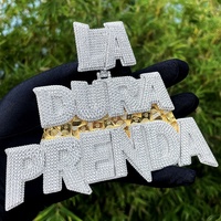 Hip hop moissaite lettre pendentif 925 hommes bijoux personnalisé icedout vvs moissanite plaques nominatives 10k laboratoire cultivé diamant pendentif chaîne