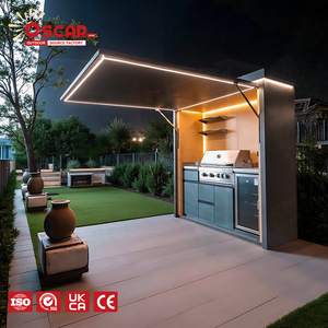 Set Perlengkapan BBQ Grill Taman Halaman Belakang dengan Desain Modern, Tahan Lama, Lengkap, Kabinet Dapur Stainless Steel, Dapur Luar Ruangan - Product Image 1