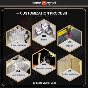 Hbl 3D laser khắc trống pha lê khối thủy tinh thủ công mỹ nghệ của động vật biển Cube với LED Đèn cơ sở - Product Image 3