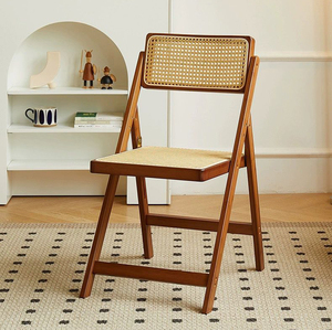Silla de Comedor de Estilo Nórdico Retro Moderno, Silla de Madera Maciza con Mimbre Tejido, para Cafetería, Bistro, Restaurante y Uso Doméstico L011 - Product Image 3