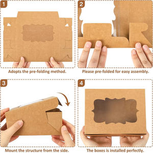 Scatole per Biscotti in Cartone Marrone con 3 Stili di Finestra per Cioccolatini, Fragole, Muffin, Ciambelle e Regali per Feste - Product Image 6