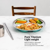 Nature Pure Titanium 3 Compartiments Assiette Anti-Bactéries Maison Enfant Nourriture Léger Durable Enfants Vaisselle Santé Matériel