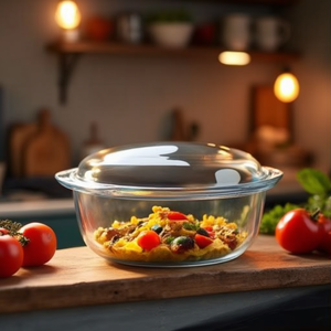 Casserole en verre borosilicate (23cm) avec couvercle transparent 208A000 7643 - Product Image 3