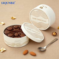Boîte à chocolat ronde de luxe personnalisée, emballage en carton rigide, boîte cadeau avec couvercle