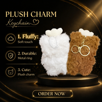 Porte-clés en peluche Ours Chef de Dessin Animé, Pendentif Doux en Peluche Longue, Breloque de Sac, Décoration de Sac à Dos