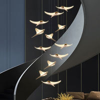 Lustres modernes Seagull à hauteur réglable pour longues escaliers, escaliers en colimaçon de bâtiments duplex et villas