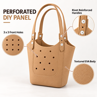 Sac de plage en EVA imperméable, sac à main léger avec trous de décoration DIY, design ouvert, sac de voyage et de shopping pour femmes, été
