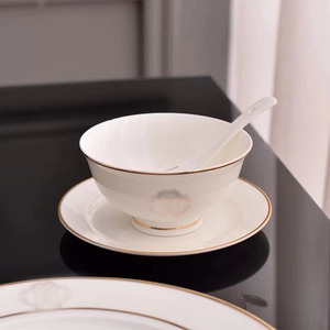 Hot Selling Luxury Minimalist Porcelain <b>Dinner</b> <b>Set</b> Plant Pattern Bone China Tableware Eco-Friendly Safe Home Use Hotels - Product Image 4