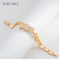 Bracelet tennis pour femme, design floral unique avec zircon taille princesse, plaqué or 18 carats, bijou tendance pour soirée, en alliage de cuivre