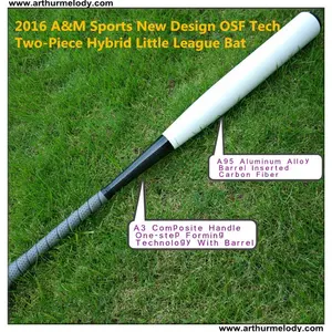 Tecnologia di formatura in un solo passaggio brevetto Design in 2 pezzi mazza da Baseball Little League Hybrid BBCOR Bat