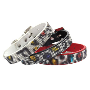 Accesorios para mascotas, collar de lujo con estampado de leopardo, diamantes de imitación, cuero PU, cinta de moda, collar de gato personalizado, Collar ajustable para perro - Product Image 1