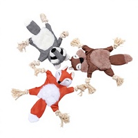Jouet en peluche couineur pour chien, renard, écureuil, animal à mâcher et à lancer avec corde pour l'entraînement et le jeu des animaux de compagnie