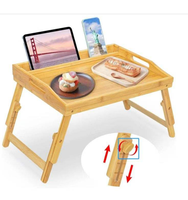 Plateau de lit pour petit-déjeuner, plateau de service réglable en hauteur pour manger dans la chambre ou au pique-nique