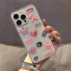 Coque de téléphone en gros style INS Y2K de luxe léger, avec étoiles 3D, cœurs et diamants scintillants pour <span class=keywords><strong>iPhone</strong></span> Air 17 16 <span class=keywords><strong>Pro</strong></span> Max - Product Image 4