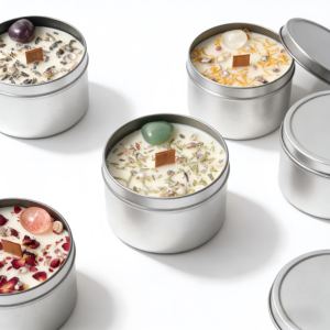 FORTUNE BOLIN Metal Black Tin Jar Scented <strong>Candle</strong> with Dried Flower and Crystal Decoration Flower <strong>Wedding</strong> <strong>Favour</strong> <strong>Candles</strong> - Product Image 4