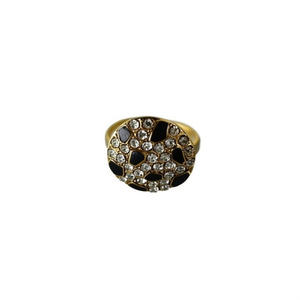 Fashion <b>Ring</b> 316L Stainless Steel PVD Gold Plating Crystal Black Inlay <b>Adjustable</b> Band Women's Jewelry - Product Image 2