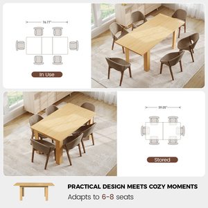 Extendable Solid Wood Rectangular Dining <b>Table</b> 10 People Large Modern Farmhouse Hotel Grooved Wood-Strip Home Furniture Workshop - Product Image 5