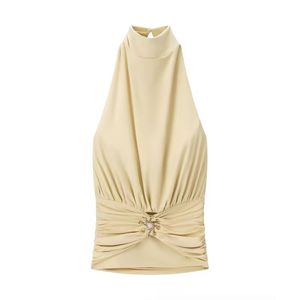 Top court sans manches à bretelles fines pour femme, coupe ajustée, été - Product Image 3