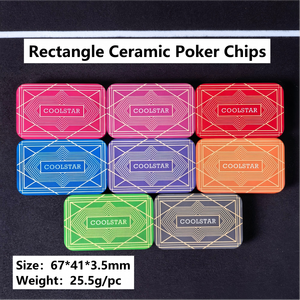 Jetons de poker rectangulaires carrés colorés Coolstar 67*41*3.5mm, logo personnalisé, ajouter un code QR, plaque en céramique pour <span class=keywords><strong>le</strong></span> jeu de Texas Hold'em - Product Image 1