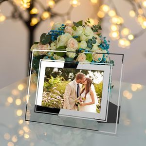 XRC Eco-Friendly Modern <b>Glass</b> Photo Frame 4x6" 5x7" 8"x10" Silver Sparkling Crystal Border DIY Wall Decor Safety Packed - Product Image 3