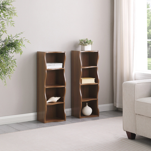 Libreria ultra sottile regolabile a 8 livelli con design a bordo ondulato per soggiorno o camera da letto - Product Image 5