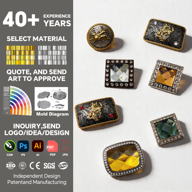 Factory Manufacturer Zinc Alloy Metal Custom Square Thobe Button Custom Logo Brand Press Snap Button for Belt Accessory
