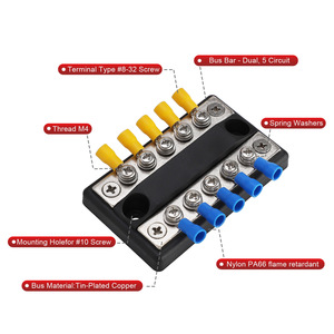 Bloque <span class=keywords><strong>de</strong></span> distribución <span class=keywords><strong>de</strong></span> energía DC 12V-48V 100A bloque <span class=keywords><strong>de</strong></span> barra <span class=keywords><strong>de</strong></span> bus <span class=keywords><strong>de</strong></span> doble fila <span class=keywords><strong>de</strong></span> 5 vías con cubierta protectora para sistemas <span class=keywords><strong>de</strong></span> energía marina <span class=keywords><strong>de</strong></span> coche RV barco - Product Image 3