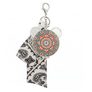 Bear Shape <b>Compact</b> <b>Mirror</b> With PU Leather Ribbon Double Sided HD Makeup <b>Mirror</b> Portable Pocket Grey - Product Image 2