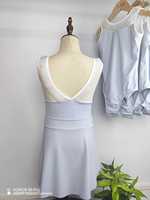 Maillot de Ballet Azul Claro para Niñas, sin Mangas, con Cuello con Volantes, Ropa de Baile para Niñas, Traje de Baile para Clases y Presentaciones