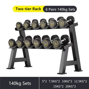 Mancuerna redonda de 2,5 kg ~ 50kg para ejercicio de levantamiento de pesas, mancuernas de acero y goma y juegos de estante de acero - Product Image 5