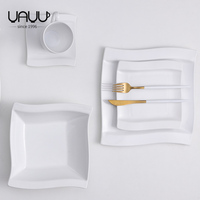 FENN Service de Table en Céramique Blanche, Design Épuré, Vaisselle Carrée pour Restaurant et Hôtel, Haute Qualité Fournisseurs Chinois