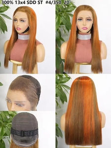 HKLetsfly Perruques frontales en dentelle 13x4, cheveux vierges brésiliens, densité 300%, Super Double Drawn, ultra-lisses, couleur brun clair - Product Image 4