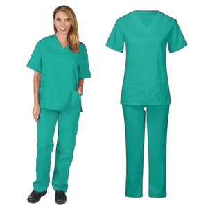 V Neck Nursing Uniform Two Piece Set Unisex Moisture Wicking Hospital <b>Scrubs</b> Split Set For Men And Women - Product Image 5