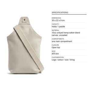 Sac de transport en chanvre pour pickleball, capacité 1 raquette 10 oz, non teint, logo personnalisé, vente en gros, sac de transport pour raquette de tennis et padel - Product Image 6