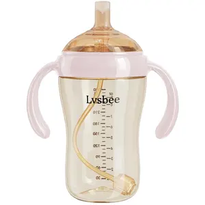 PPSU-Baby mit breitem Hals lernbarer Trinkbecher wasserfallsichere Silikon-Babyflasche zum Trinken von Wasser Milch mehrere Zwecke