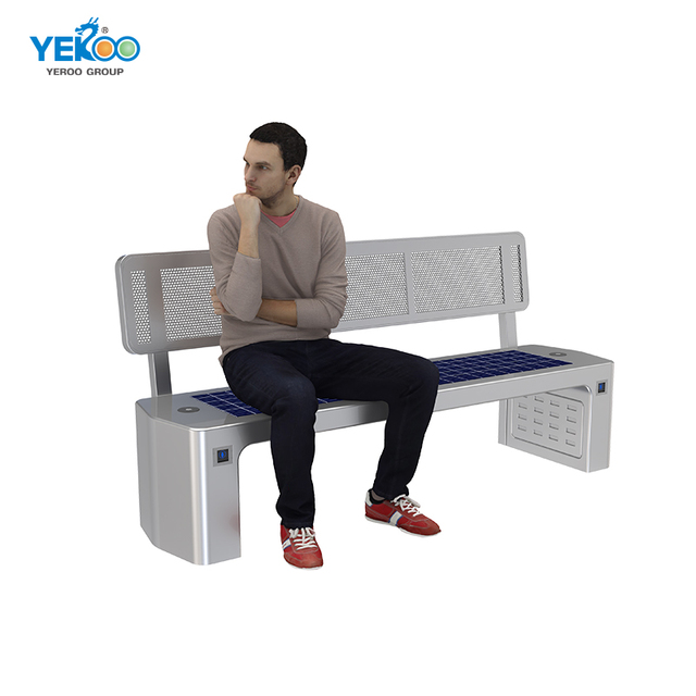 High Quality Modern Outdoor Wireless Charging Solar Battery Bench with Bluetooth Speaker Smart Furniture for Patio Mall & School