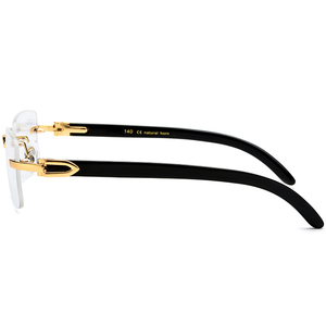 Monture de lunettes sans monture en corne naturelle blanche et noire pour lunettes de lecture, adaptée aux visages en forme de losange et pour le gaming - Product Image 4