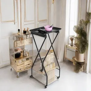 Portable Salon Trolley Folding Beauty Cart for Convenient Storage and Transportation