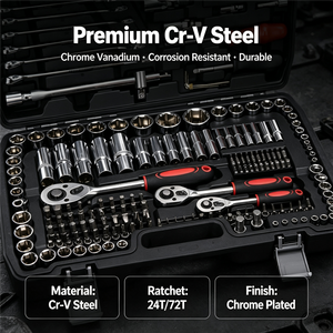 216Pcs Set Peralatan Perbaikan Mobil Baja Chrome Vanadium CR-V Ratchet Wrench Combo Kit Peralatan Mekanik Perawatan Otomatis Profesional - Product Image 3