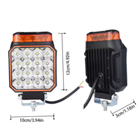 4 Zoll 48W LED-Arbeitsscheinwerfer Flutlicht Offroad Stroboskop Blinklicht Bernsteinfarbenes Signalleuchte für Schaufelbagger, Baumaschinen, Gabelstapler, Lader
