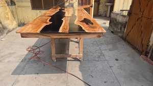 Luxury <b>Wooden</b> Epoxy Resin <b>Table</b> – Contemporary Handmade Furniture for <b>Dining</b>, Conference & Office Use - Product Image 5