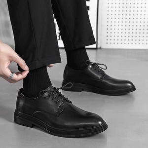 Zapatos de Cuero para Hombre con Suela de Goma Premium, Calzado Sin Cordones de Estilo Británico, Zapatos Formales para Negocios y Bodas - Product Image 2