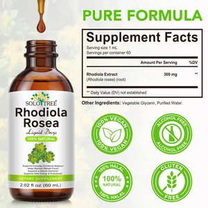 SOLOTREE Vegan <span class=keywords><strong>Rhodiola</strong></span> <span class=keywords><strong>Rosea</strong></span> Oral Sıvı Takviyesi Yabani Organik <span class=keywords><strong>Rhodiola</strong></span> <span class=keywords><strong>Rosea</strong></span> Ekstresi Damlaları Rahatlama Desteği İçin - Product Image 2