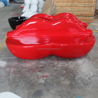 Fauteuil Lounge Lèvres Rouges Moderne en Fibre de Verre, Siège Artistique, Mobilier d'Extérieur, Chaise d'Attente