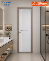 Super Septembre : Porte de salle de bain moderne et mince pour hôtel, en verre, avec cadre en aluminium à profil fin, porte intérieure de toilettes finie, écologique