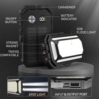 Lampe de travail solaire rechargeable à LED lampe de poche magnétique avec crochet 10000 MAh pour la chasse Camping randonnée réparation