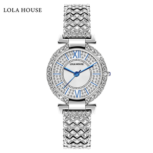 Reloj <span class=keywords><strong>de</strong></span> Cuarzo Elegante para Mujer <span class=keywords><strong>LOLA</strong></span> HOUSE 2022, Diseño con Diamantes Completos, Correa <span class=keywords><strong>de</strong></span> Acero Inoxidable Sólido - Product Image 5