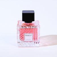 Vente en gros de flacons de parfum carrés transparents populaires de 100 ml, flacons de parfum vides en verre avec emballage en boîte et couvercle personnalisé